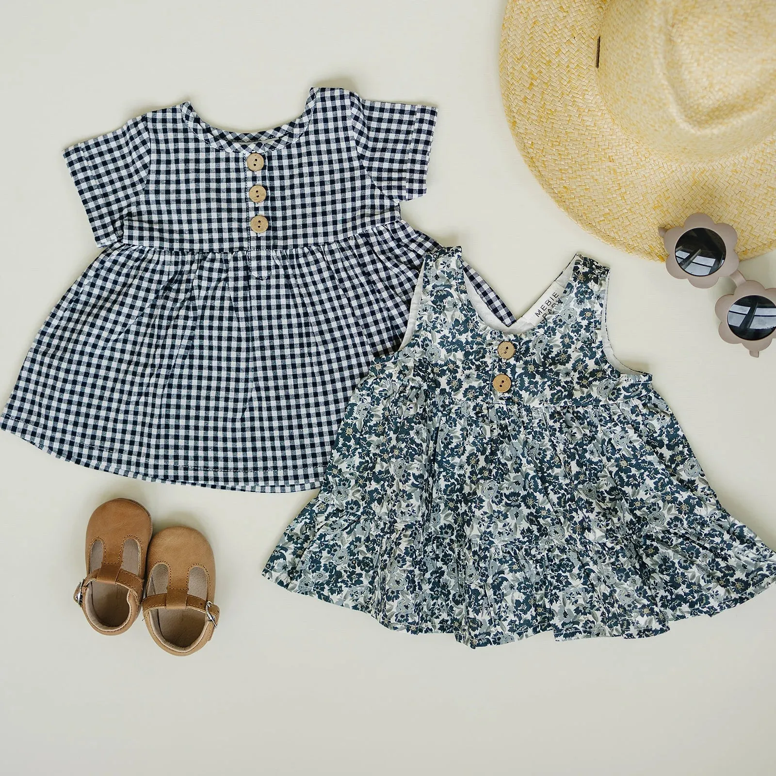 Navy Gingham Linen Dress