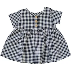 Navy Gingham Linen Dress