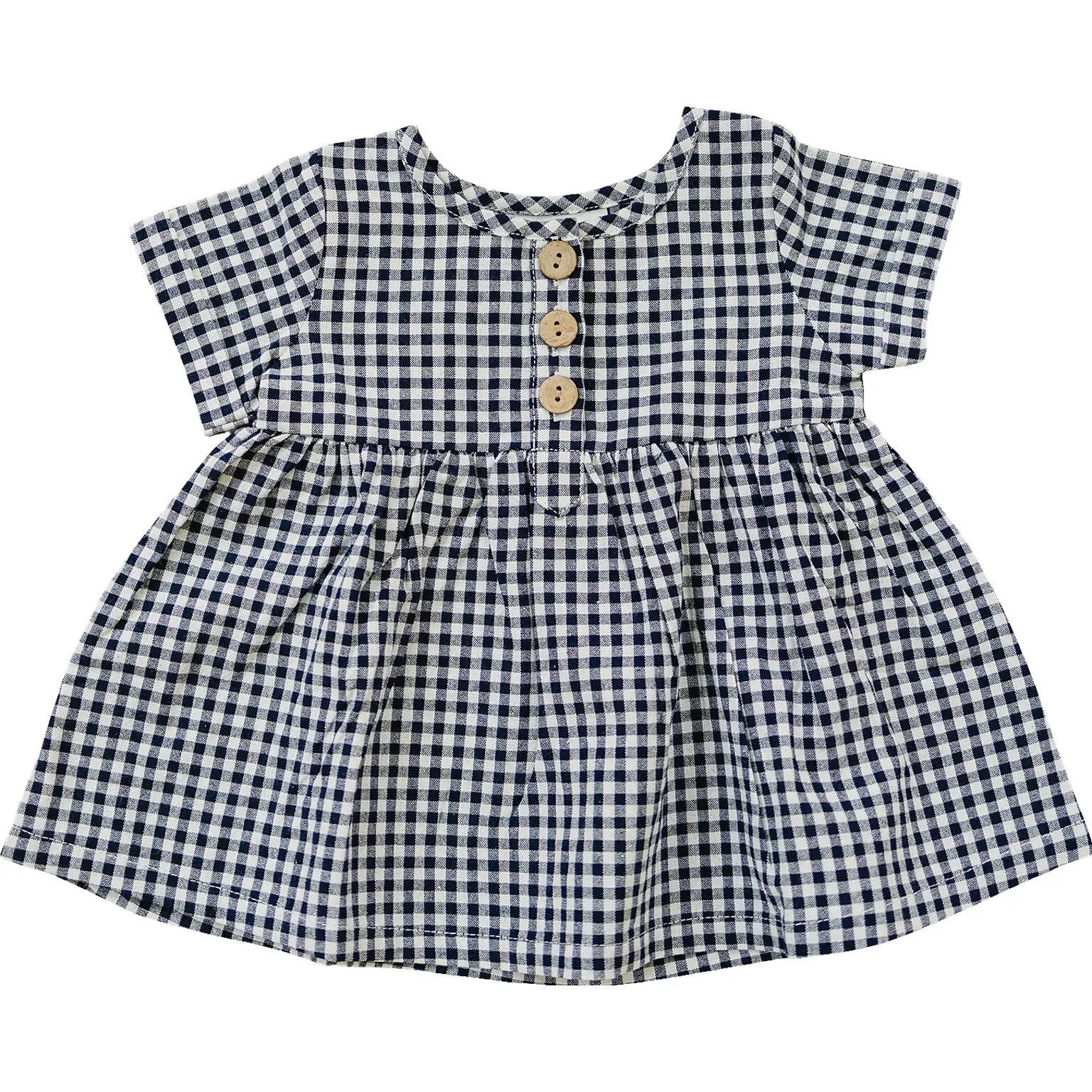 Navy Gingham Linen Dress