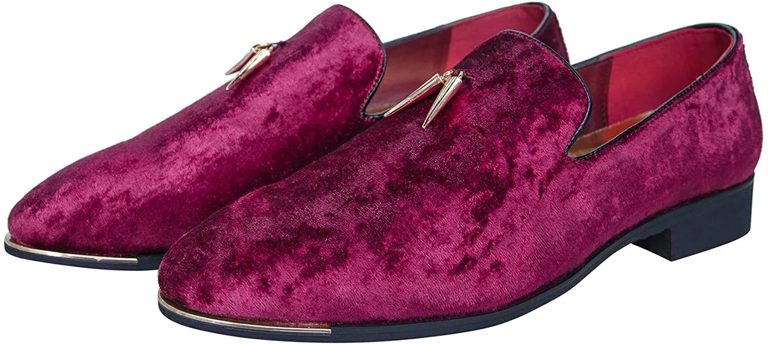 NXY Mens Velvet Tassel Loafers Smoking Slipper Party Blue and Gold Dress Shoes Non-Slip Casual Driving Shoes