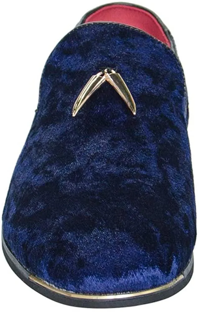 NXY Mens Velvet Tassel Loafers Smoking Slipper Party Blue and Gold Dress Shoes Non-Slip Casual Driving Shoes