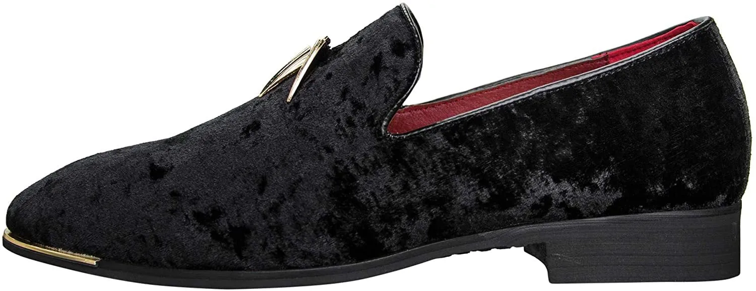 NXY Mens Velvet Tassel Loafers Smoking Slipper Party Blue and Gold Dress Shoes Non-Slip Casual Driving Shoes