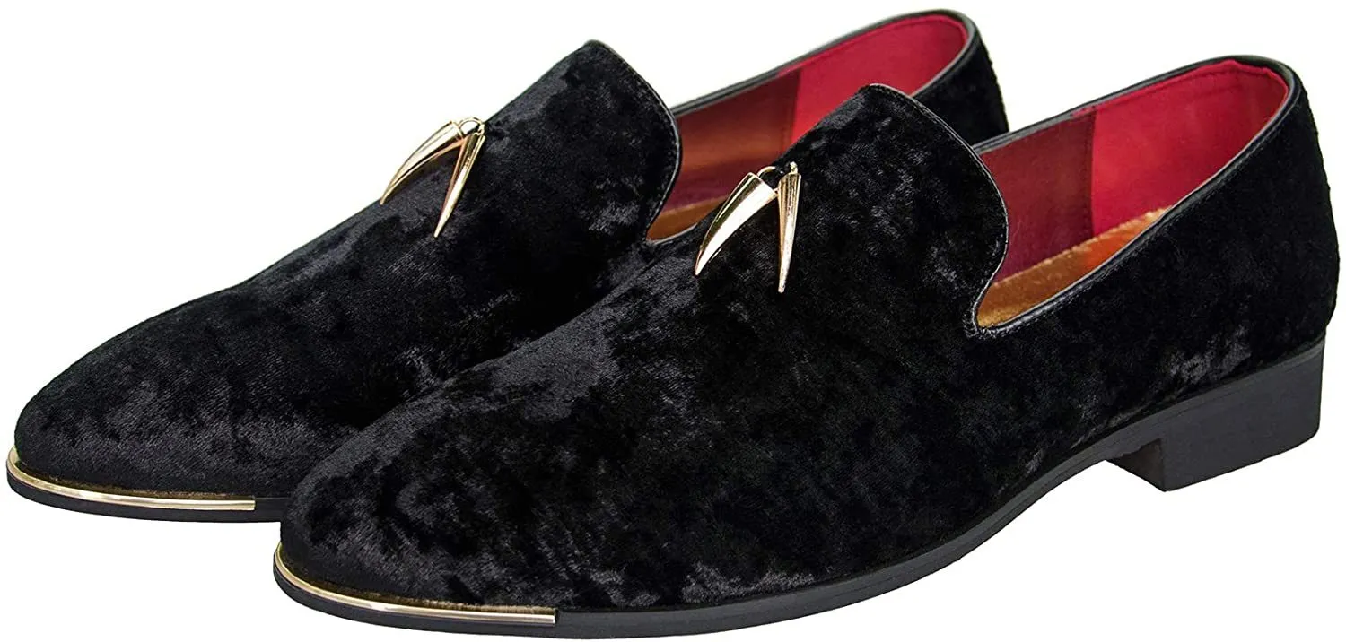 NXY Mens Velvet Tassel Loafers Smoking Slipper Party Blue and Gold Dress Shoes Non-Slip Casual Driving Shoes