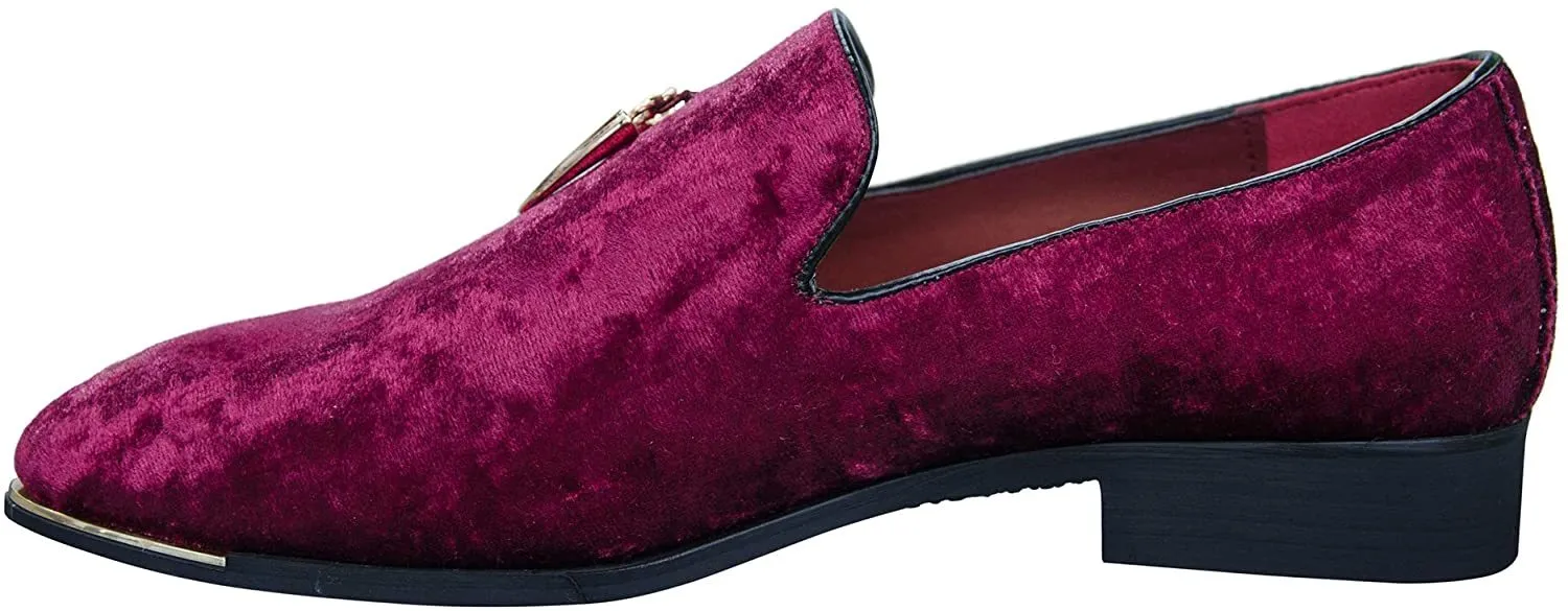 NXY Mens Velvet Tassel Loafers Smoking Slipper Party Blue and Gold Dress Shoes Non-Slip Casual Driving Shoes