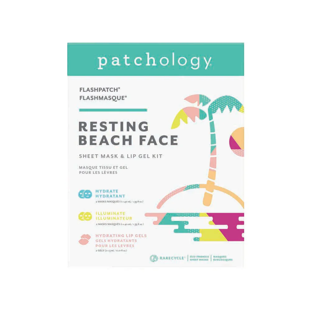 Patchology Resting Beach Face Sheet Mask   Lip Gel Kit