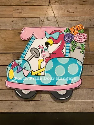Pink Flamingo Summer Door Hanger
