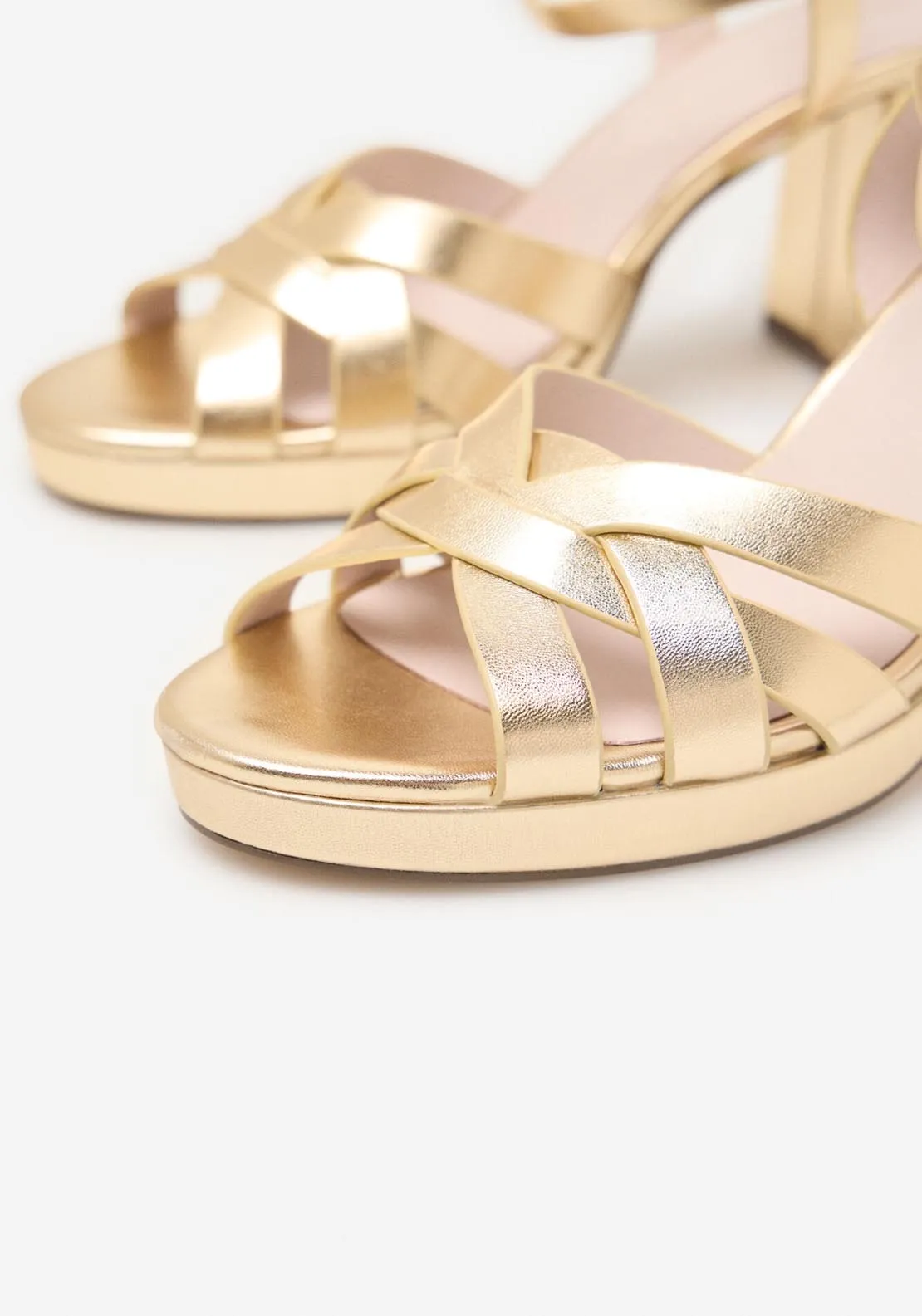 Platform Heel Sandal - Gold/mustard