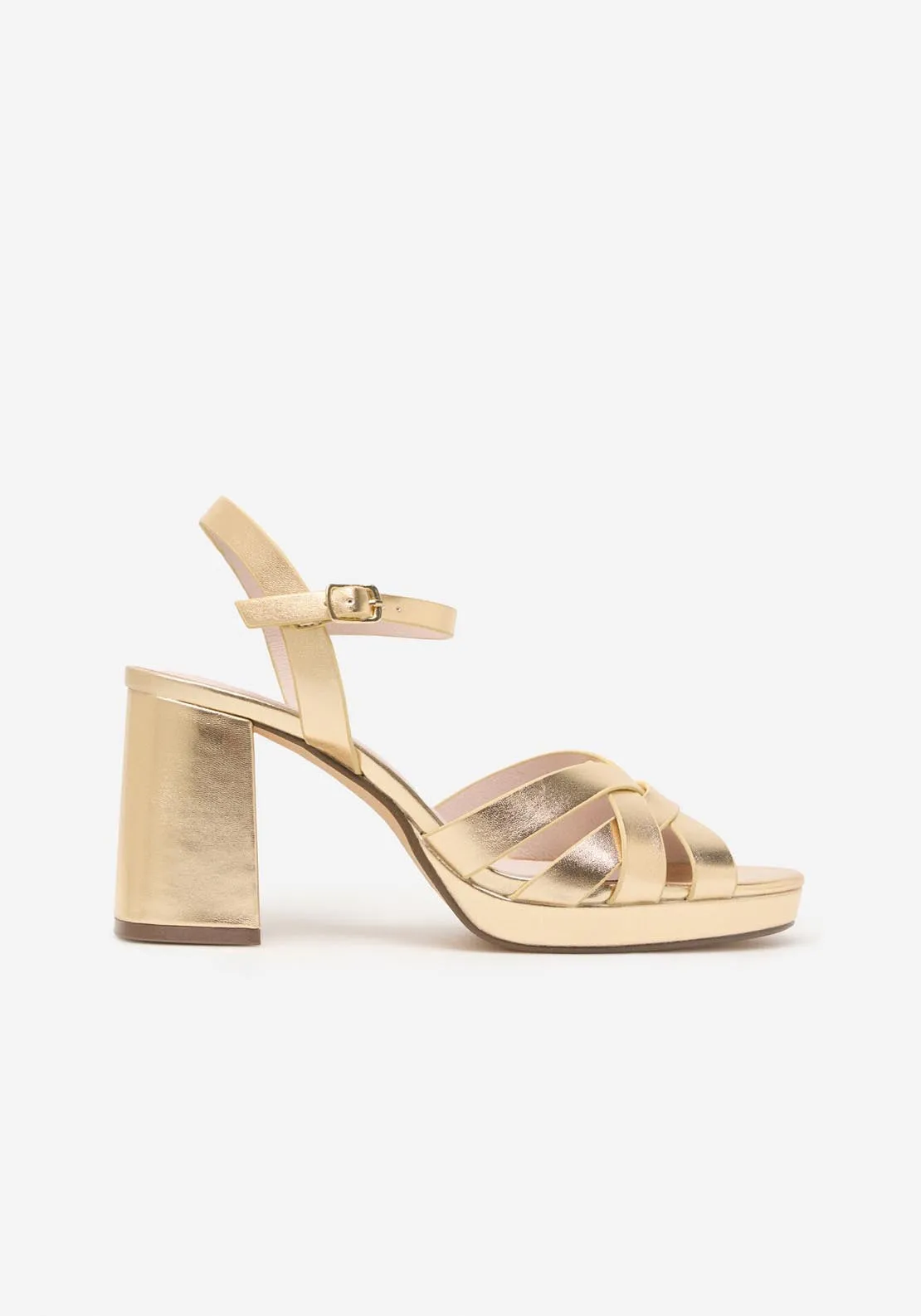 Platform Heel Sandal - Gold/mustard
