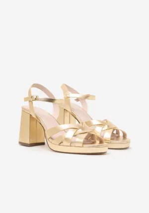 Platform Heel Sandal - Gold/mustard