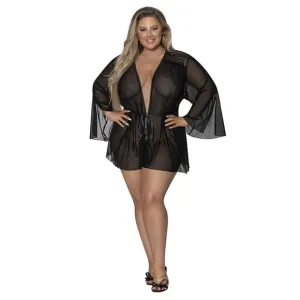Plus Size Black Short Length Flowy Robe NWT