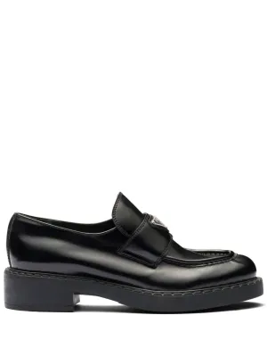 Prada Chocolate brushed leather loafers