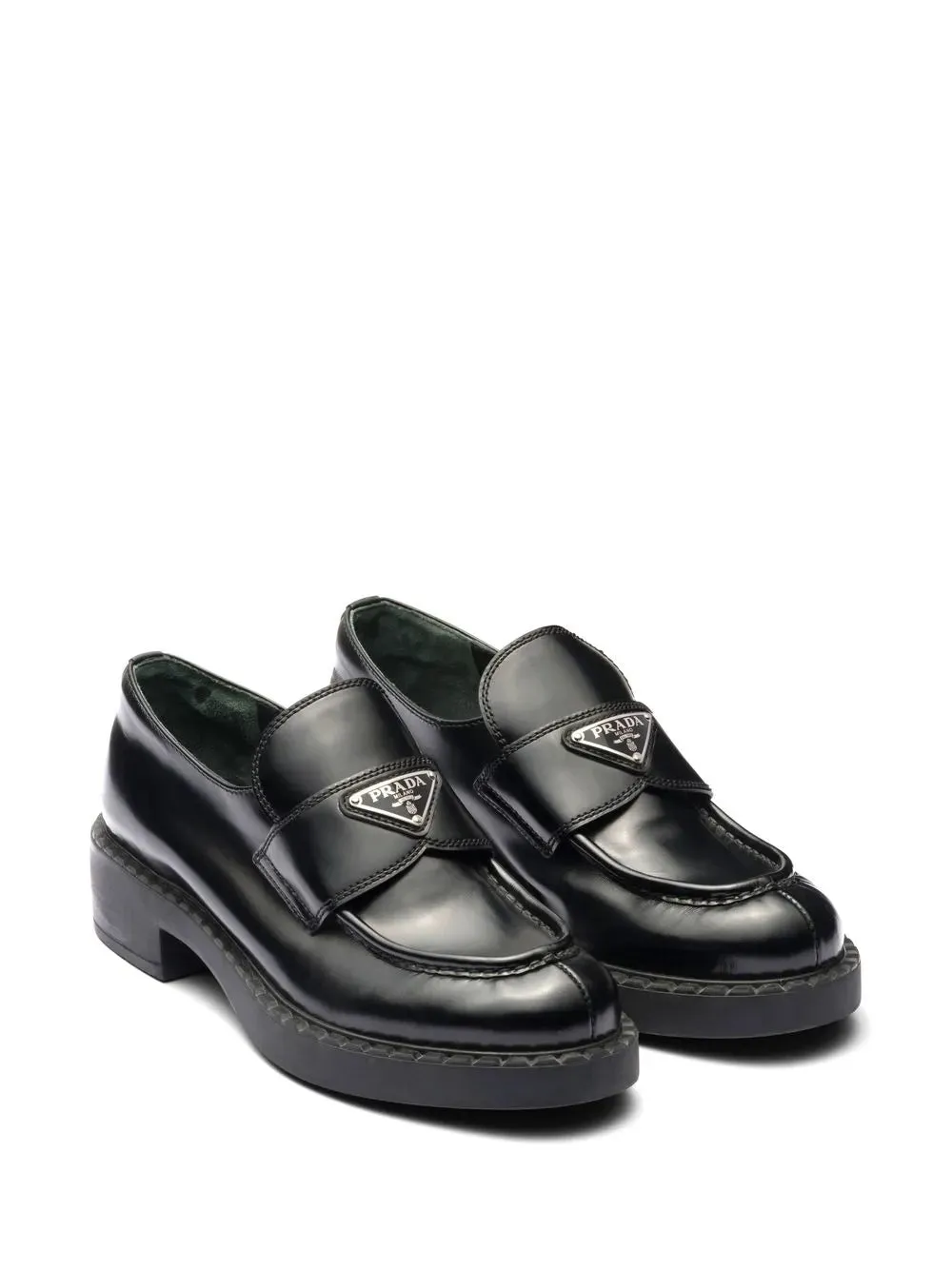 Prada Chocolate brushed leather loafers
