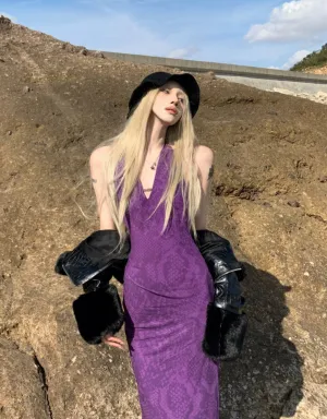 PURPLE BEACH DRESS KF83498