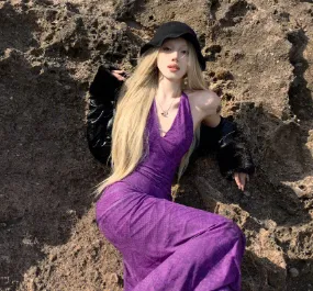 PURPLE BEACH DRESS KF83498