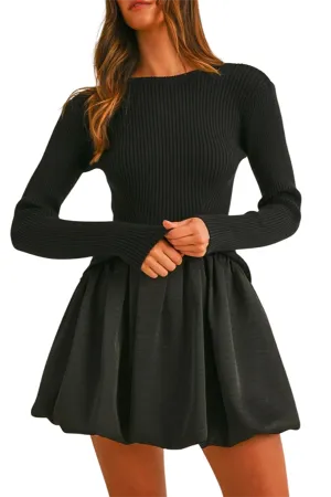 Ribbed Bubble Mini Dress