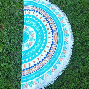 Round Beach Towels - AQUA CLEMENTINE