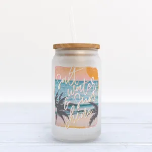 Saltwater and Sunshine Frosted Glass Can Tumbler