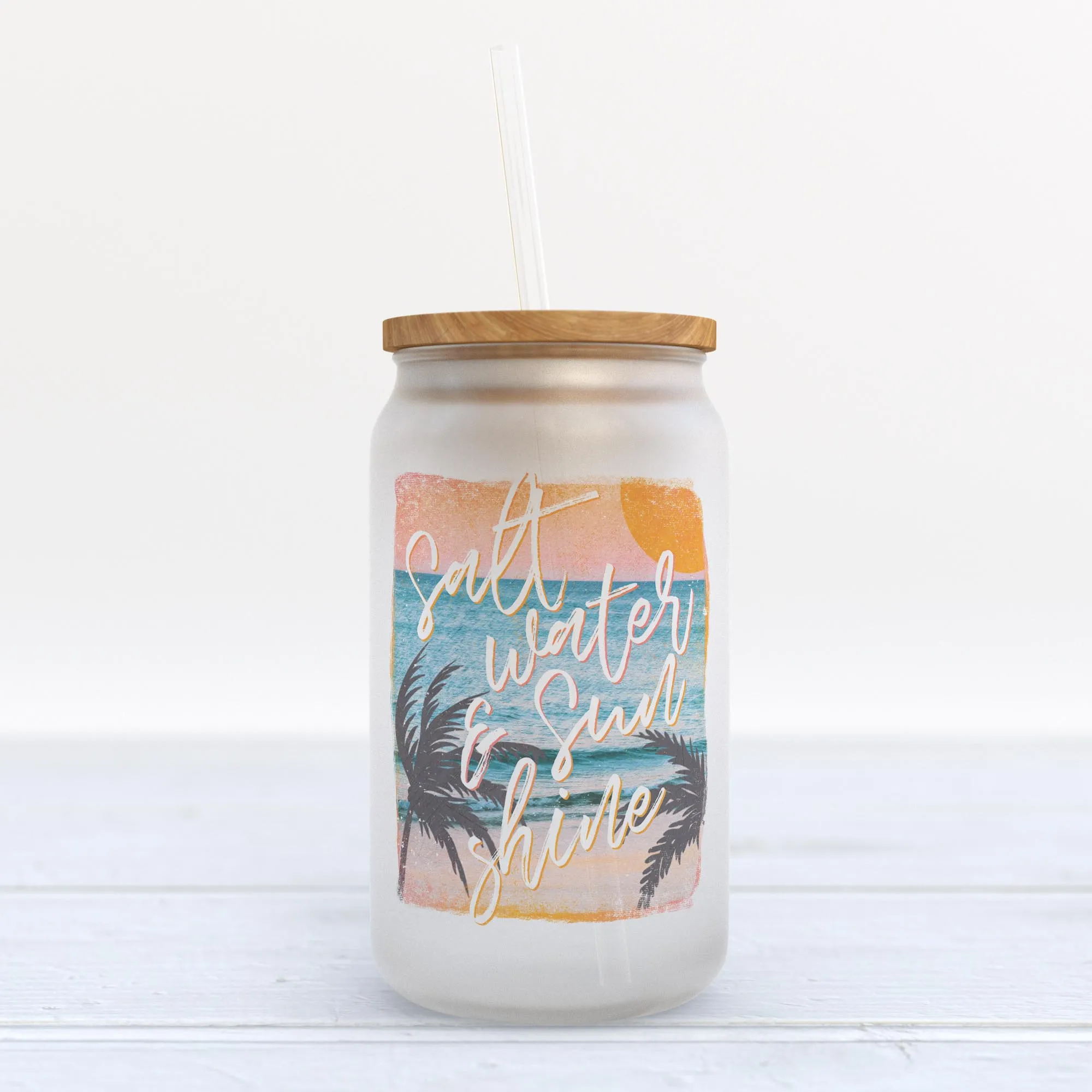 Saltwater and Sunshine Frosted Glass Can Tumbler
