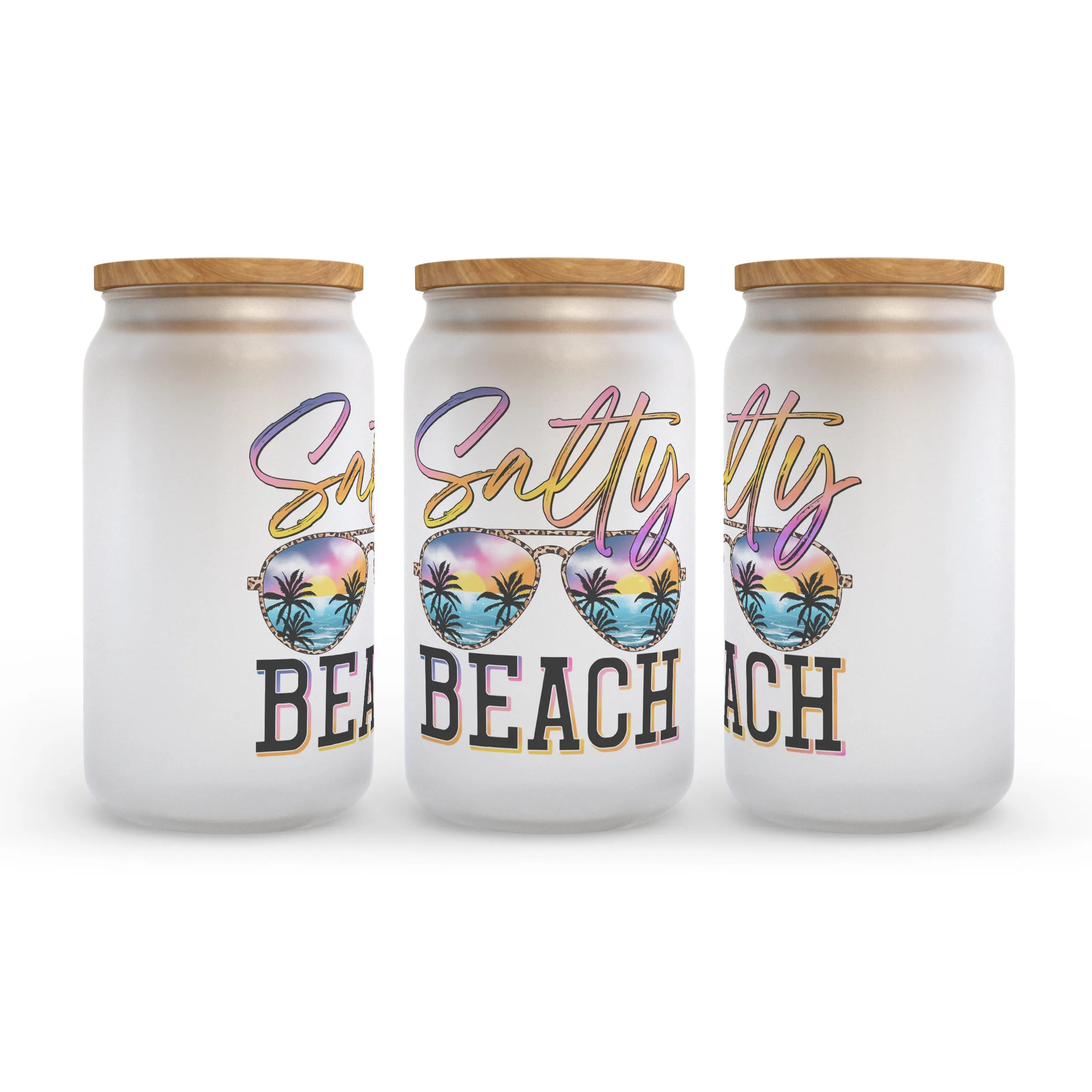 Salty Beach Frosted Glass Can Tumbler