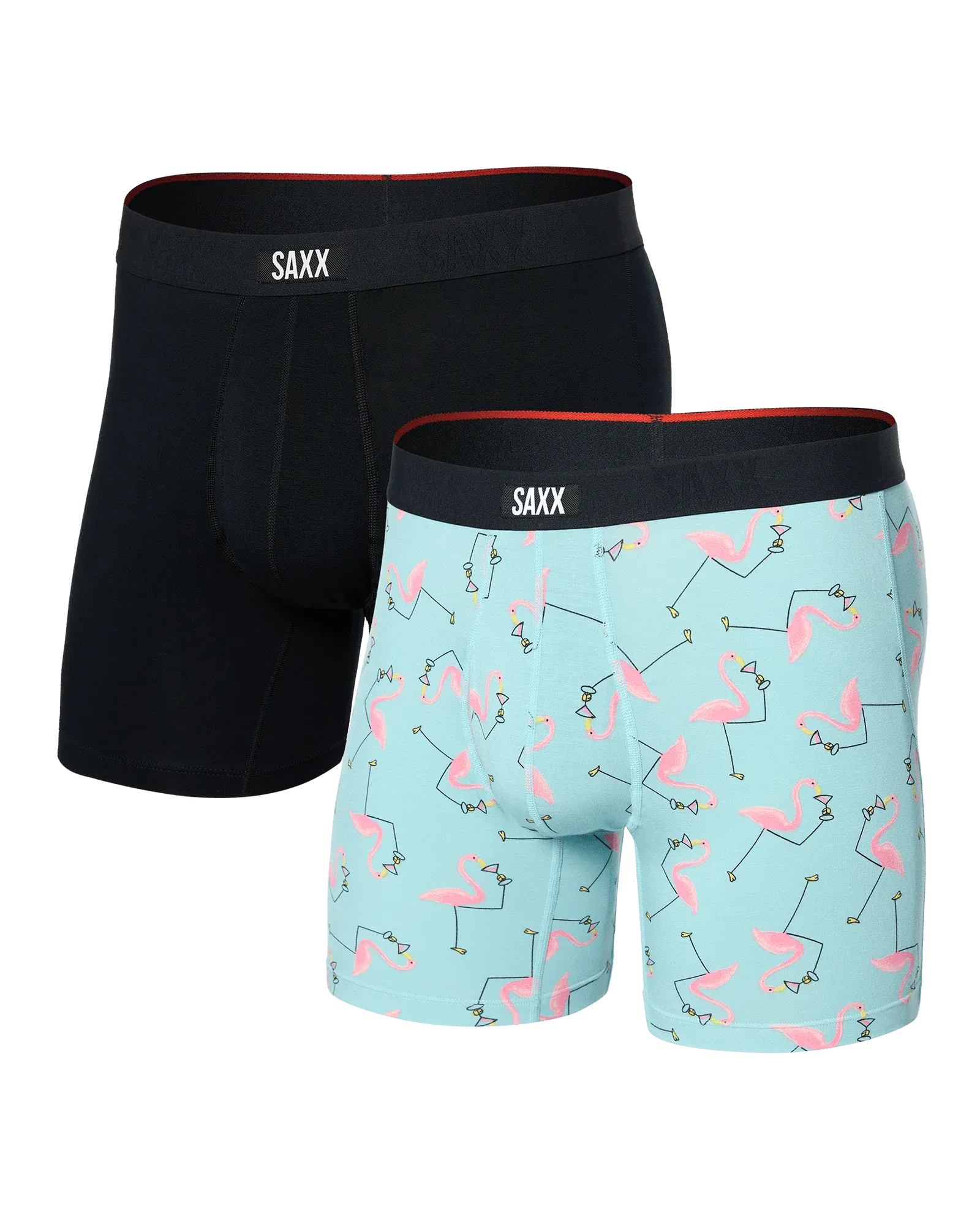 Saxx Vibe Xtra (2 Pack) Underwear - Drinko Flamingo/Black