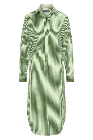 SHIRTDRESS - GREEN/WHITE STRIPE