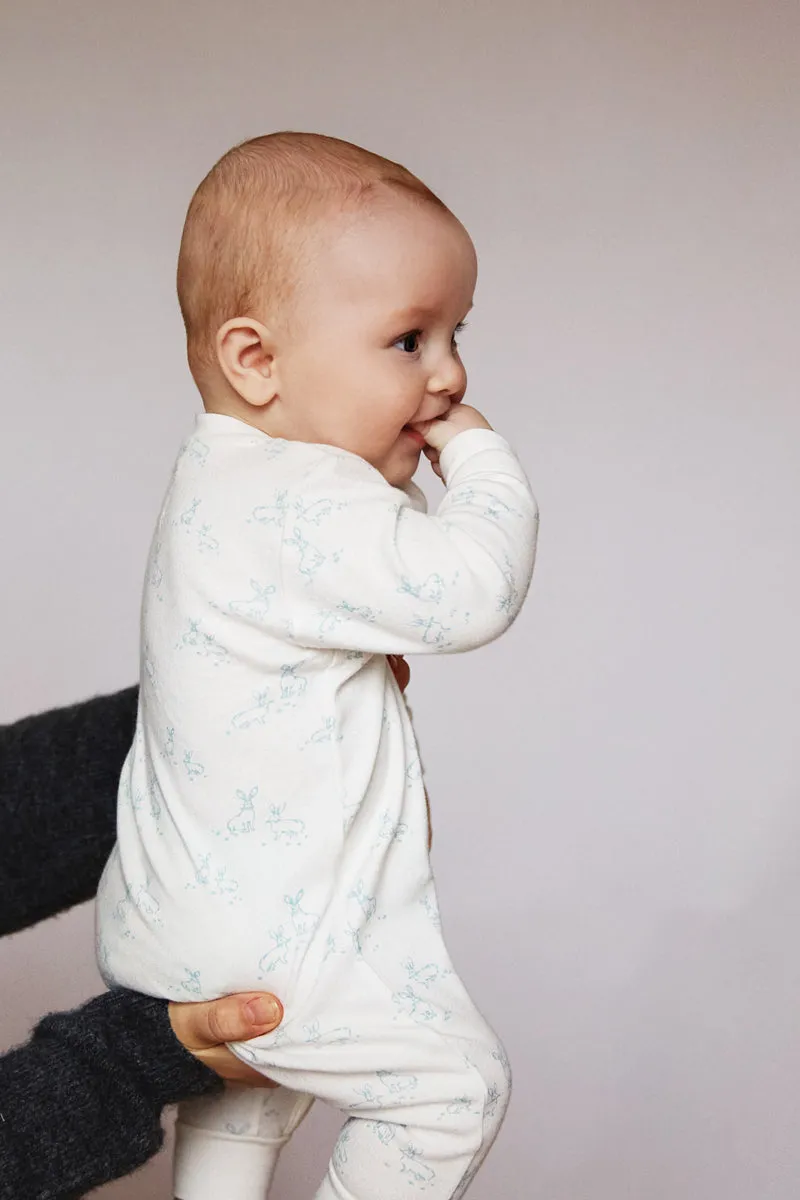 Sleepsuit and Bunny Gift Set, little blue hare print