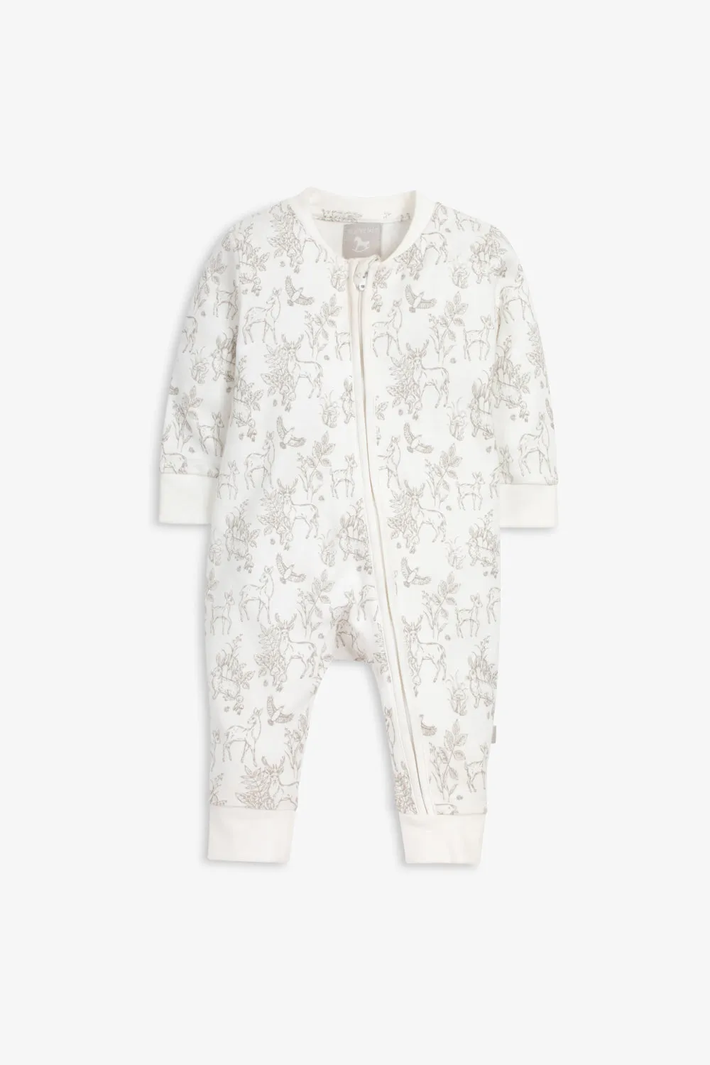 Sleepsuit and Bunny Gift Set, white woodland print