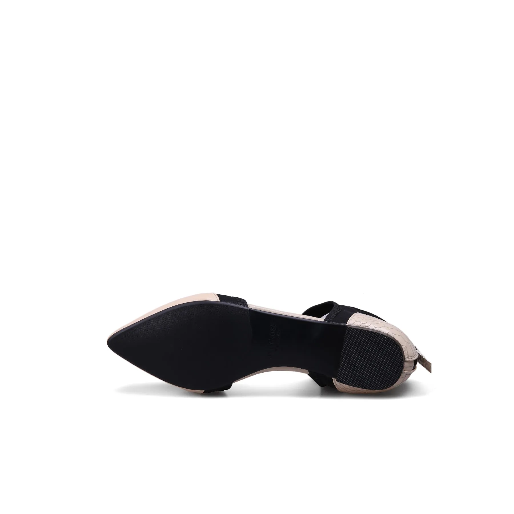 Snake Embossed Pointed Leather Flat - Taupe