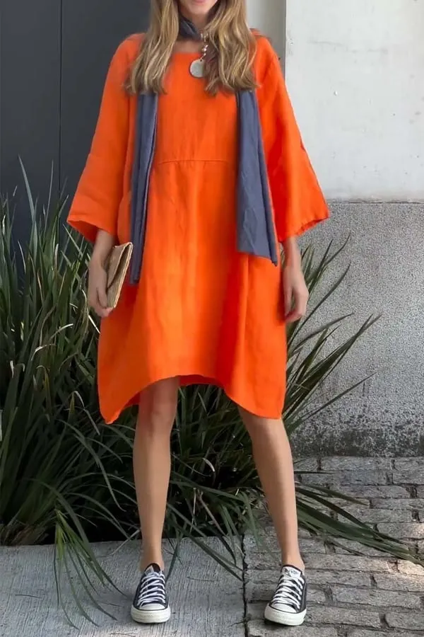 🌸Spring Specials🌸Casual solid color cotton and linen dress