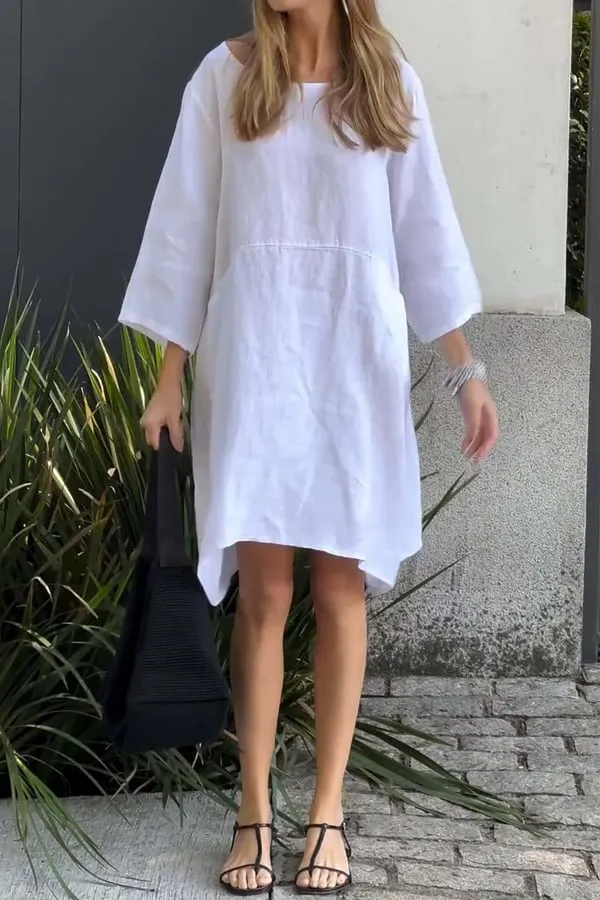 🌸Spring Specials🌸Casual solid color cotton and linen dress