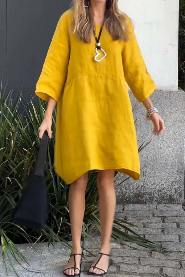 🌸Spring Specials🌸Casual solid color cotton and linen dress