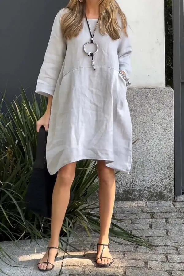 🌸Spring Specials🌸Casual solid color cotton and linen dress