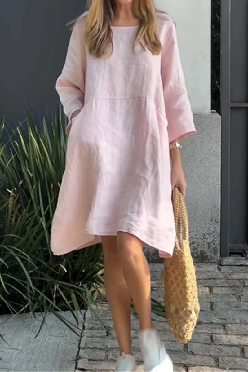 🌸Spring Specials🌸Casual solid color cotton and linen dress