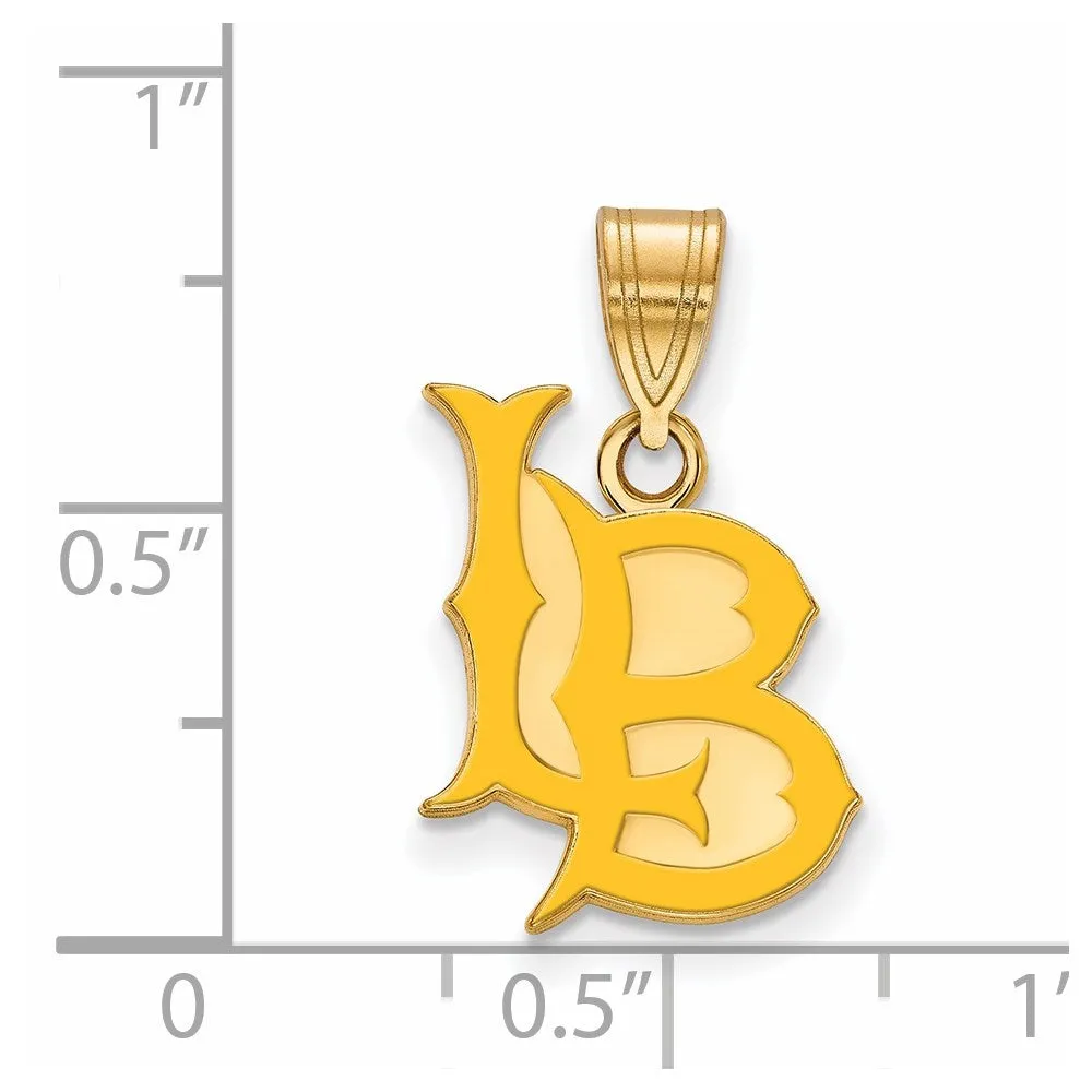 Sterling Silver Gold-plated California State University Long Beach L-B Medium Enameled Pendant