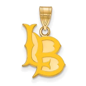 Sterling Silver Gold-plated California State University Long Beach L-B Medium Enameled Pendant