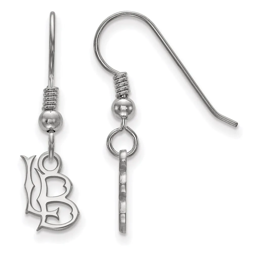 Sterling Silver Rhodium-plated California State University Long Beach L-B Extra Small Dangle Wire Earrings
