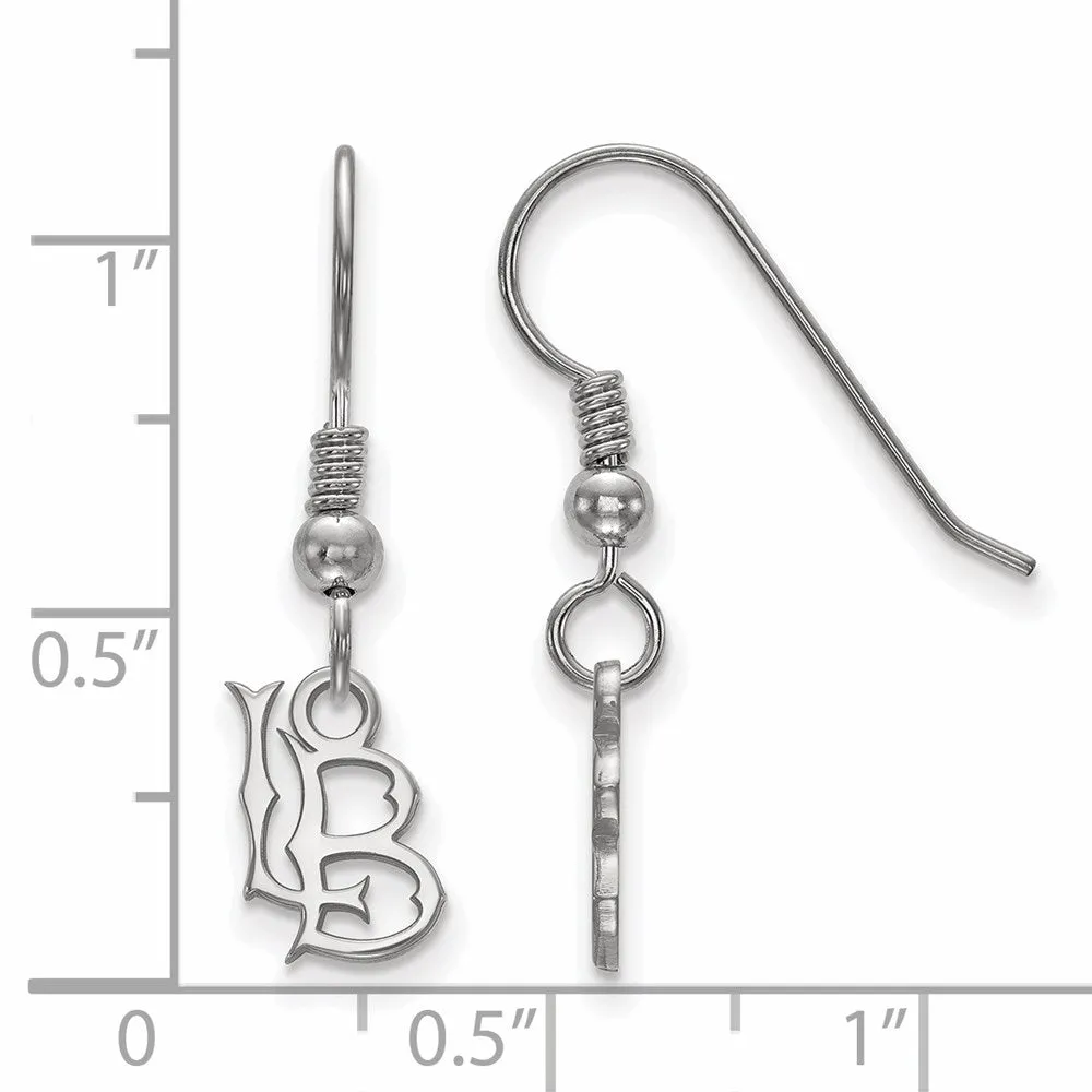 Sterling Silver Rhodium-plated California State University Long Beach L-B Extra Small Dangle Wire Earrings