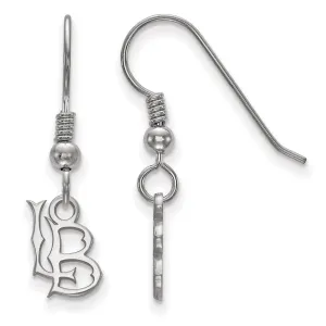 Sterling Silver Rhodium-plated California State University Long Beach L-B Extra Small Dangle Wire Earrings
