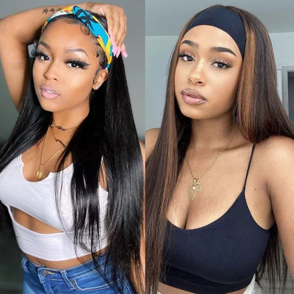 Straight Brazilian Virgin Human Hair Headband Wigs