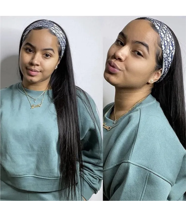 Straight Brazilian Virgin Human Hair Headband Wigs