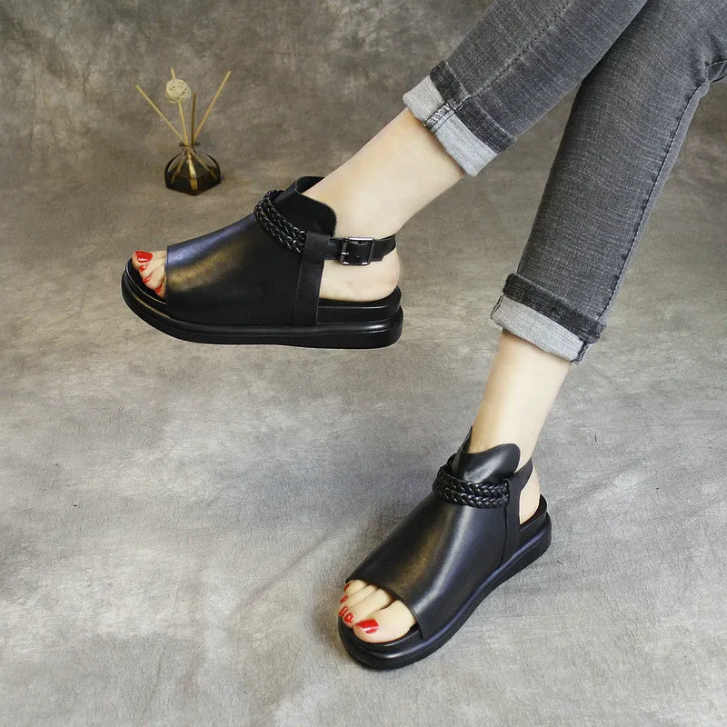 Summer Leather Open Toe Roman Sandals