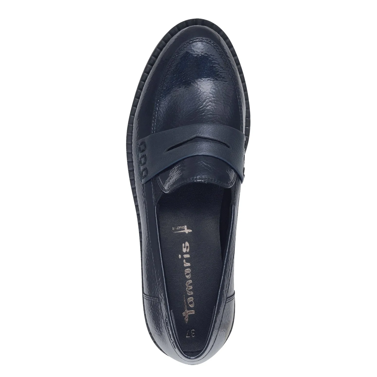 TAMARIS - 24312-826 FLAT LOAFER - NAVY PATENT
