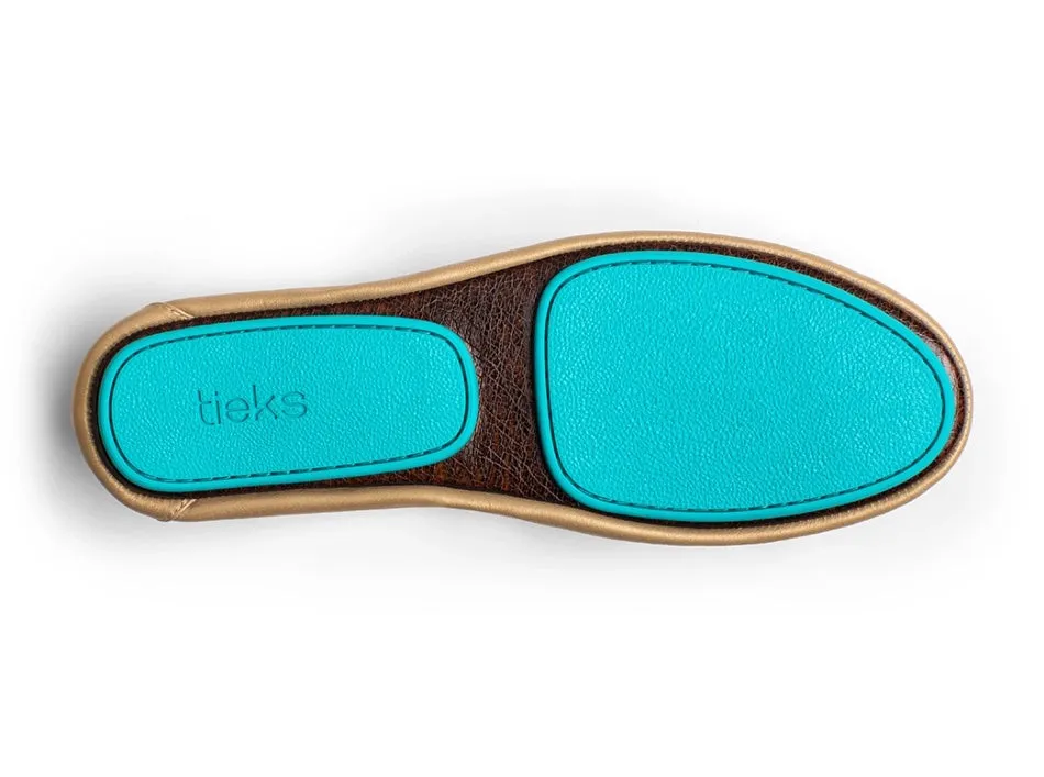 TIEKS METALLIC GOLD ITALIAN LEATHER BALLET FLATS
