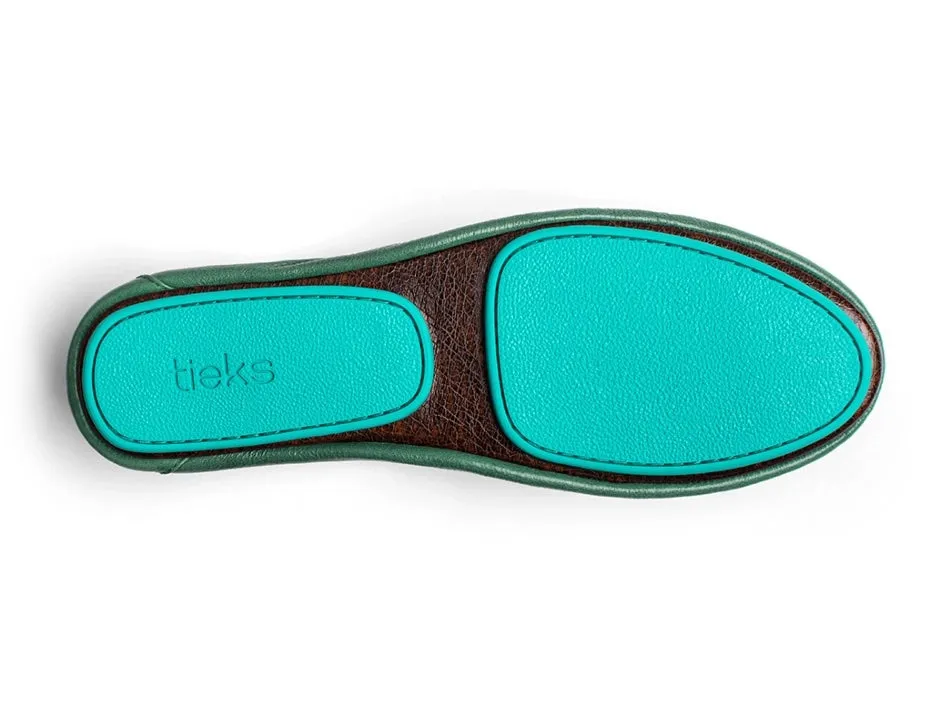 TIEKS PACIFIC GREEN FOLDED ITALIAN LEATHER BALLET FLATS