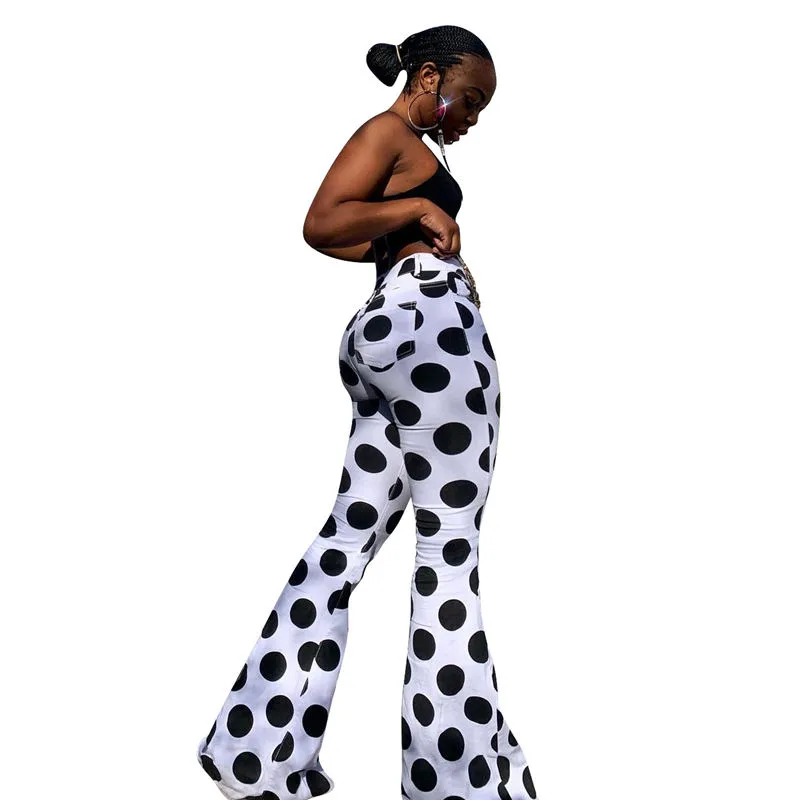 Valentina High-Waisted Polka Dot Flared Pants