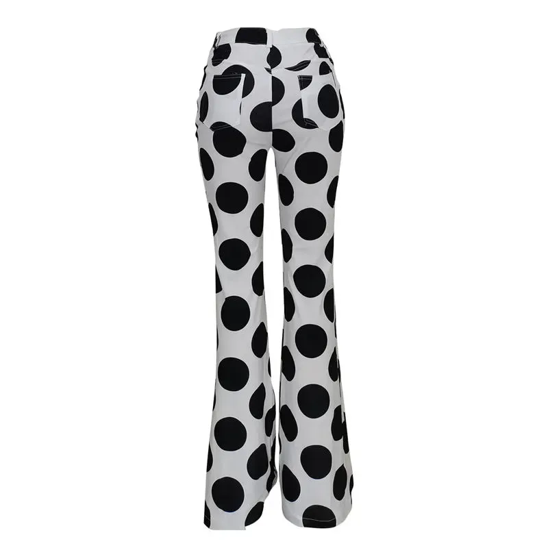Valentina High-Waisted Polka Dot Flared Pants