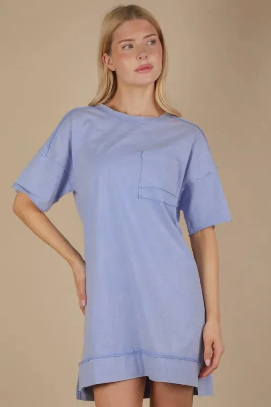 VERY J Plus Size Mineral Washed Knit Shift Mini Dress