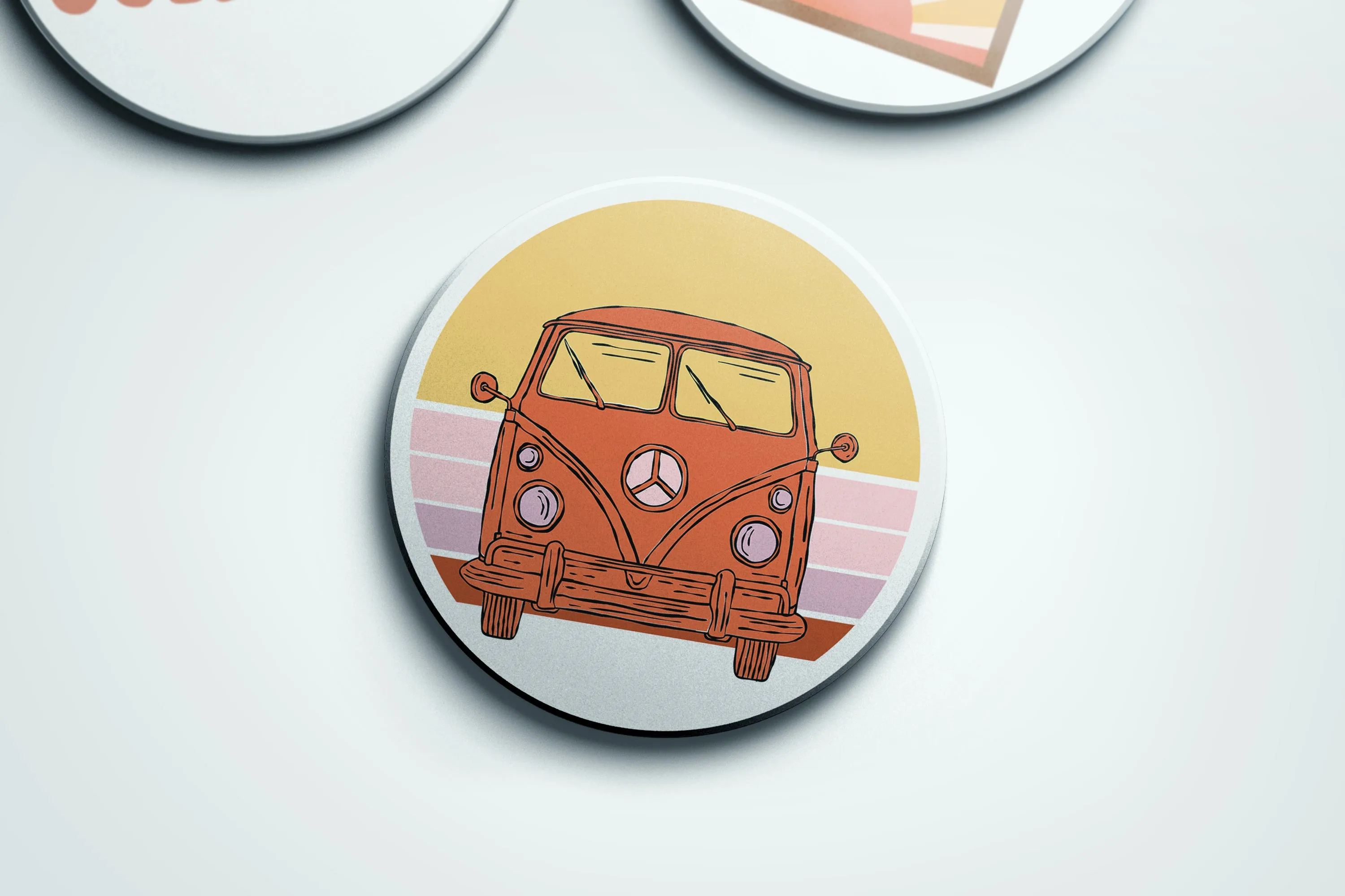 Vintage Beach Van Stone Coasters - Set of 4 | Good Vibrations Collection