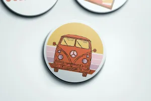 Vintage Beach Van Stone Coasters - Set of 4 | Good Vibrations Collection