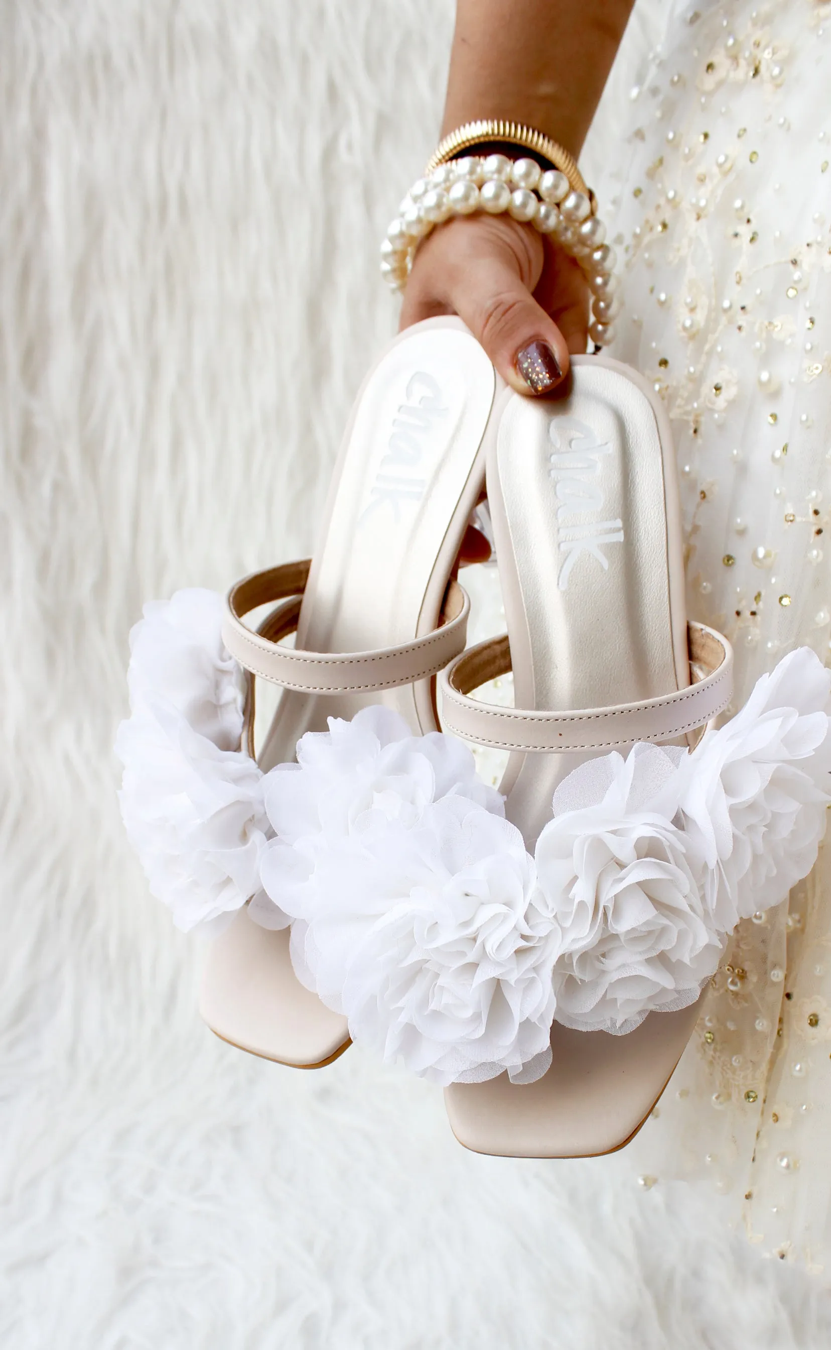 White Peony Heels